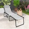 Costway Folding Beach Lounge Chair Heightening Design Patio Lounger w/ Pillow Black\Grey